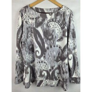 Weekends by Chico's Women's Top Size 3 XL Gray Long Sleeve Tunic Shirt Blouse